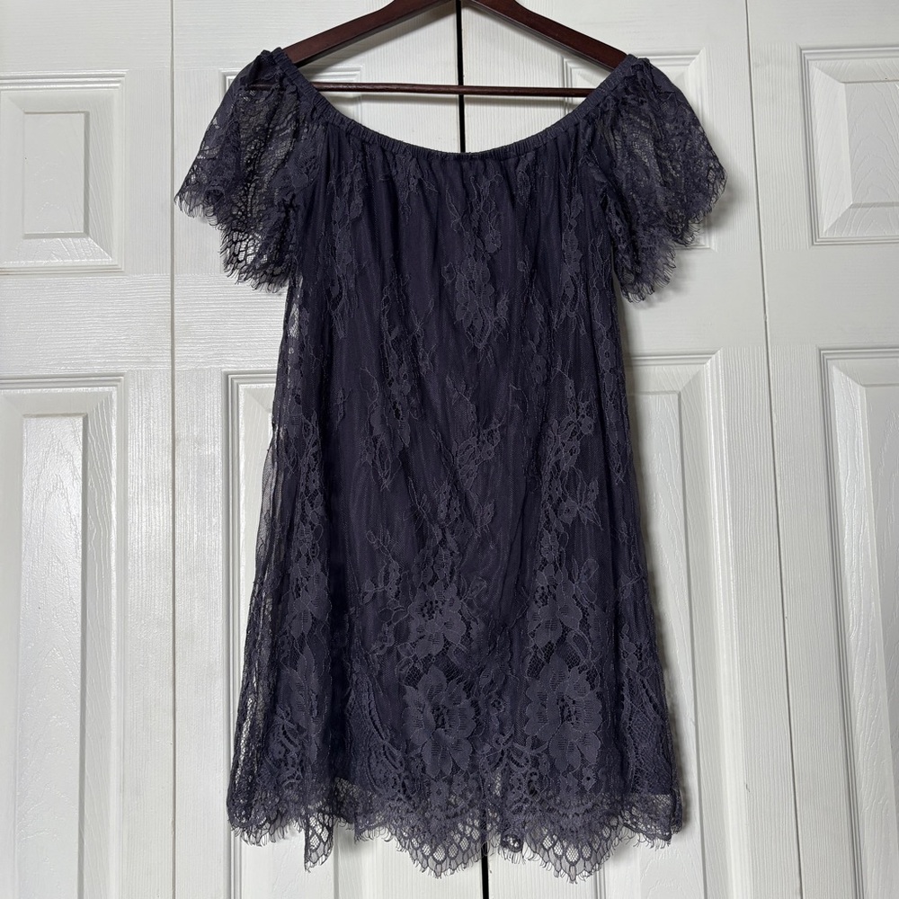 American Eagle Outfitters Gothic Fairy Smokey Indigo Lace Overlay Mini Dress